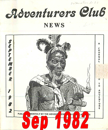 September 1982 Adventurers Club News Cover